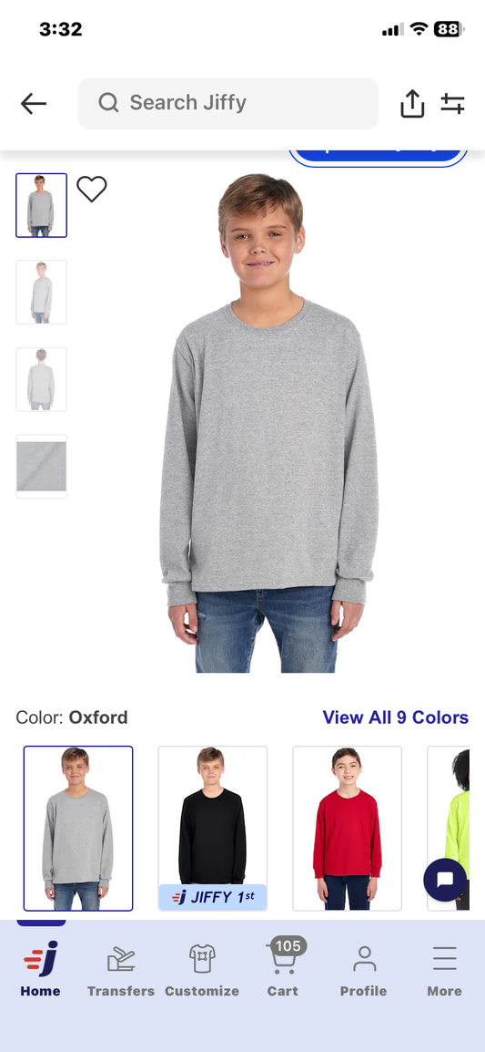 Youth long sleeve shirts